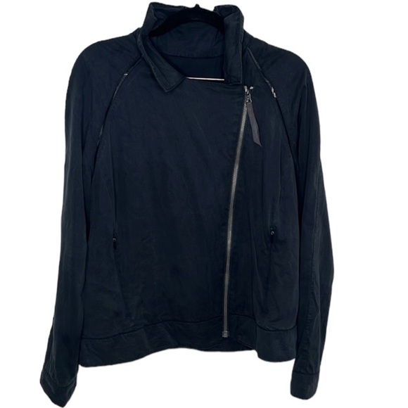 Lululemon Soft Summer Black Asymmetrical Zip Lightweight Vent Jacket NO SIZE